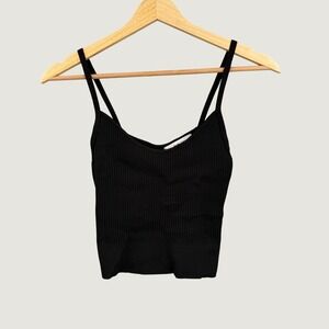 Almina Concept Ribbed Knit Cami Small Black Cotton Modal Cropped Tank Top